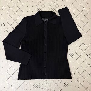 NWOT St. John by Marie Gray Rib-Knit‎ Button Down Top S
